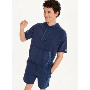 NWT DKNY Men's Short Sleeve Pigment Dye Hoodie in‎ Navy Size Large